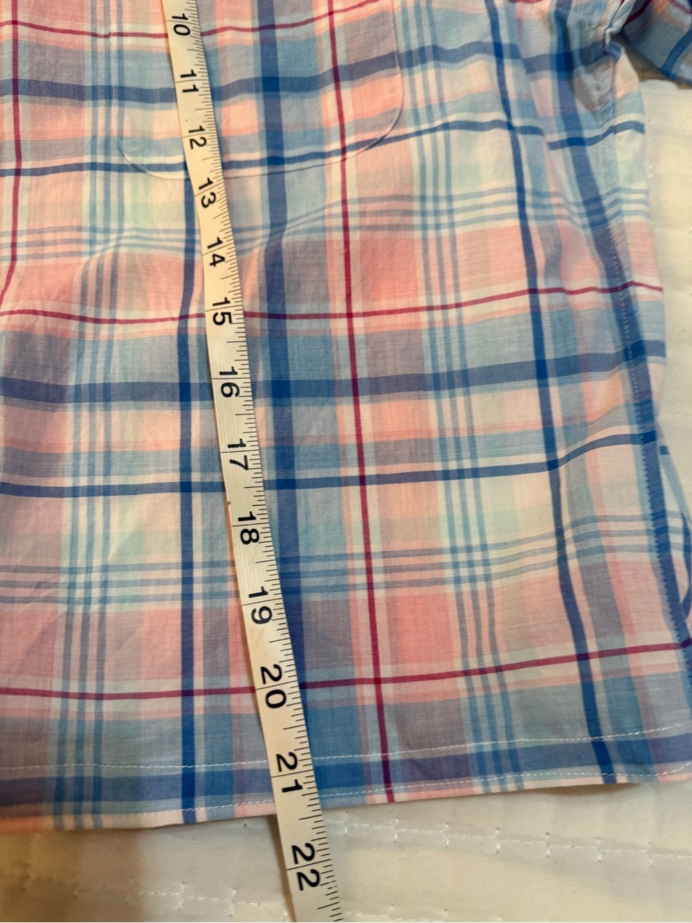 Upcycled Vineyard Vines Light Blue & Pink Plaid Button-Up Shirt -Size M - Picture 8 of 8